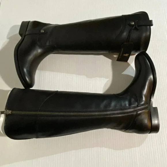 FRYE Melissa Tab Tall Leather Riding Boots Extended Calf(3470110-BKX) 5.5M Black - Picture 13 of 15